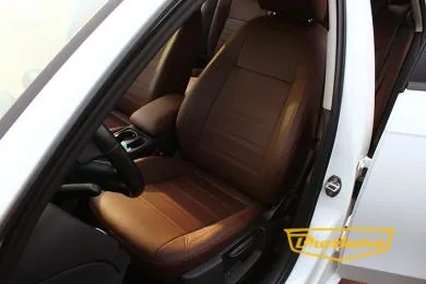 Чехлы на сидения Audi А4 (B8), серии "Premium" шоколад - коричневая строчка