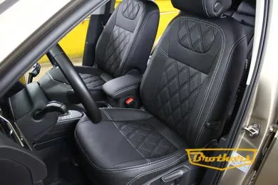 Чехлы на Volkswagen Tiguan 2, серии "Premium" - серая строчка, ромбы