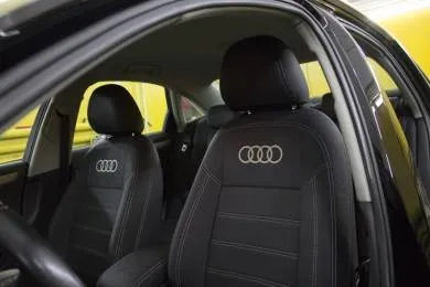 Чехлы на сидения Audi A4 (B8) с логотипом, серии "Aurora" - серая строчка