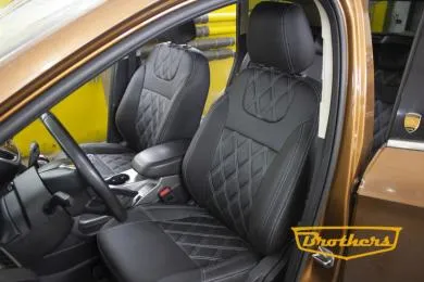 Чехлы на Ford Kuga 2, серии "Premium" ромбы - серая строчка