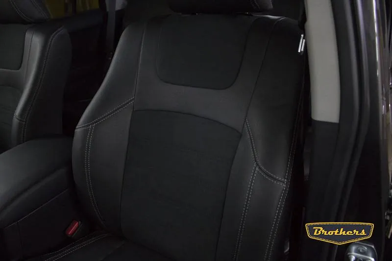 Установка чехлов серии Alcantara на Toyota Prado 150, строчка стандарт, серая