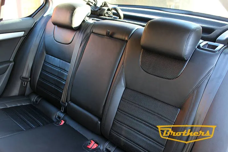 Octavia A7 (Elegance). Установка чехлов "Premium", черная строчка