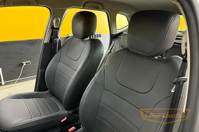 Чехлы на Renault Captur, серии "Premium" - серая строчка