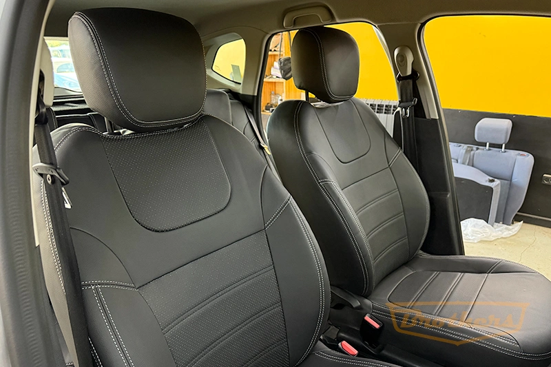 Чехлы на Renault Captur, серии "Premium" - серая строчка