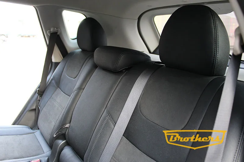 Чехлы на Nissan X-Trail T32, серии "Aurora" - с продленной алькантарой, черная строчка Чехлы на Nissan X-Trail T32, серии "Aurora" - с продленной алькантарой, черная строчка