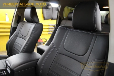 Чехлы на Mitsubishi Pajero 4 (3 двери) серии "Premium" - серая строчка