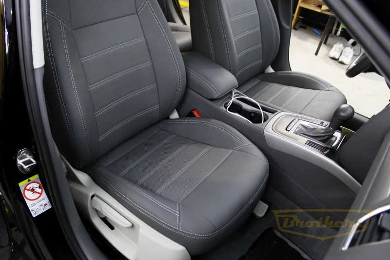 Чехлы на сидения Audi А4 (B8) серии "Aurora" - цвет Griggio, серая строчка