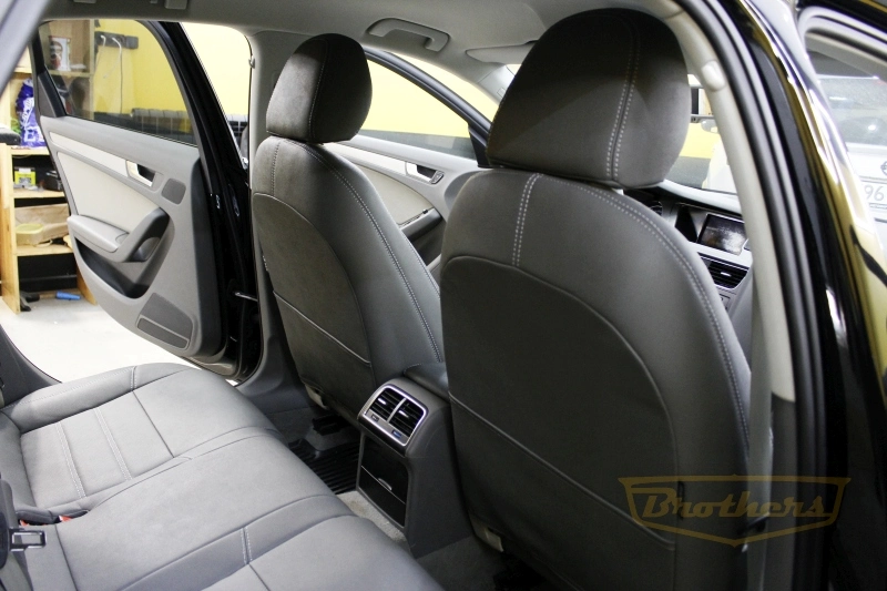 Чехлы на сидения Audi А4 (B8) серии "Aurora" - цвет Griggio, серая строчка