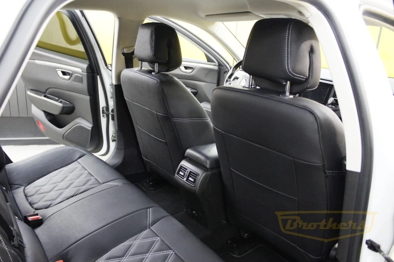 Чехлы на Renault Talisman (Универсал) серии "Aurora" - серая строчка, ромбы