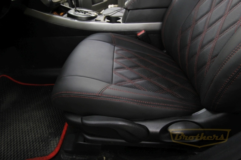 Чехлы на Mazda CX-7, серии "Premium" - красная строчка, ромбы