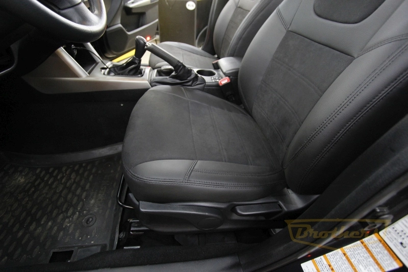 Чехлы на Subaru Forester 3 (SH), серии "Alcantara Full" - черная строчка