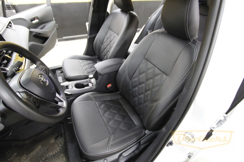 Авточехлы Toyota Corolla E210 серии "Premium" - серая строчка, ромбы