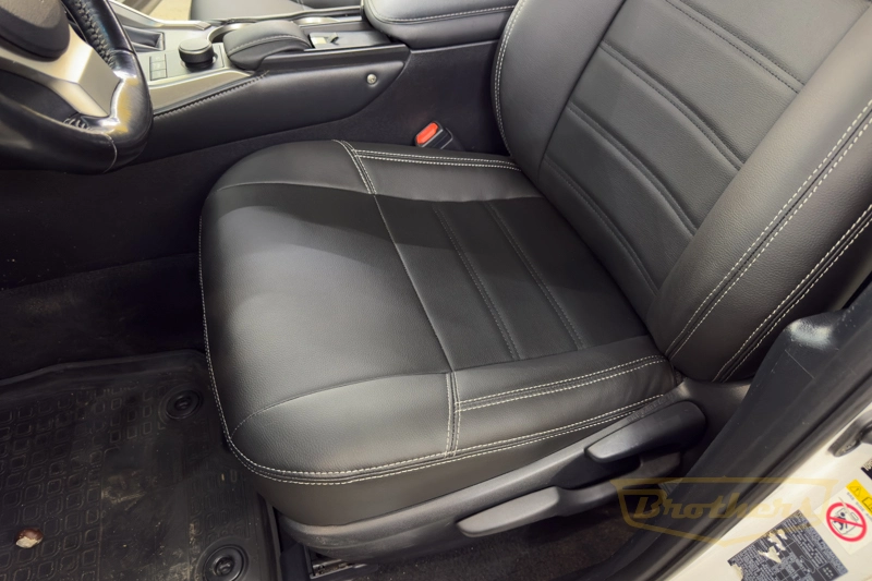 Чехлы на сидения Lexus NX (2017 - 2021) серии "Premium" - серая строчка, гладкий центр