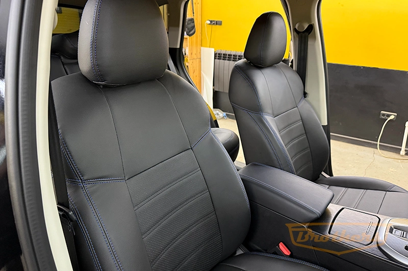 Авточехлы на сиденья Haval Jolion (Хавал Джулиан) серии "Premium" - синяя строчка