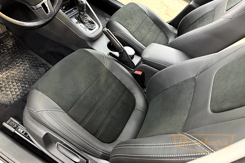 Чехлы на Volkswagen Jetta 6, (Comfort Line) серии "Alcantara Full" - серая строчка
