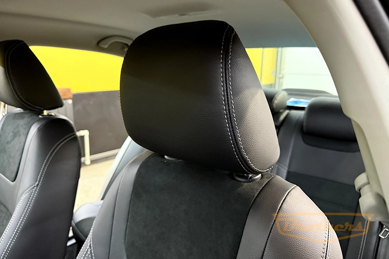 Чехлы на Volkswagen Jetta 6, (Comfort Line) серии "Alcantara Full" - серая строчка