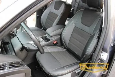 Чехлы на Ford Focus 3 Trend Sport, серии "Alcantara" - серая строчка