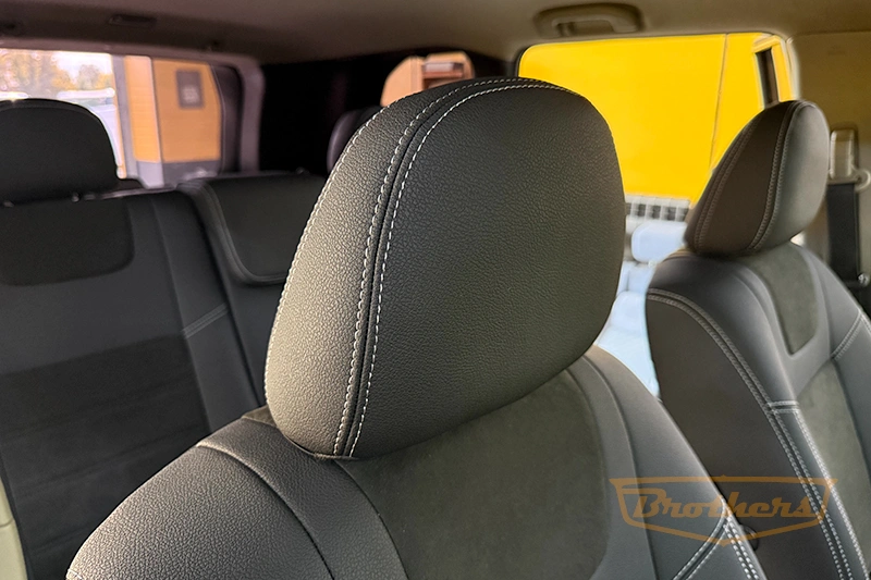 Чехлы для Nissan X-Trail T31, серии "Aurora" - серая строчка, вставка Alcantara с продлением переднего ряда сидений Чехлы для Nissan X-Trail T31, серии "Aurora" - серая строчка, вставка Alcantara с продлением переднего ряда сидений