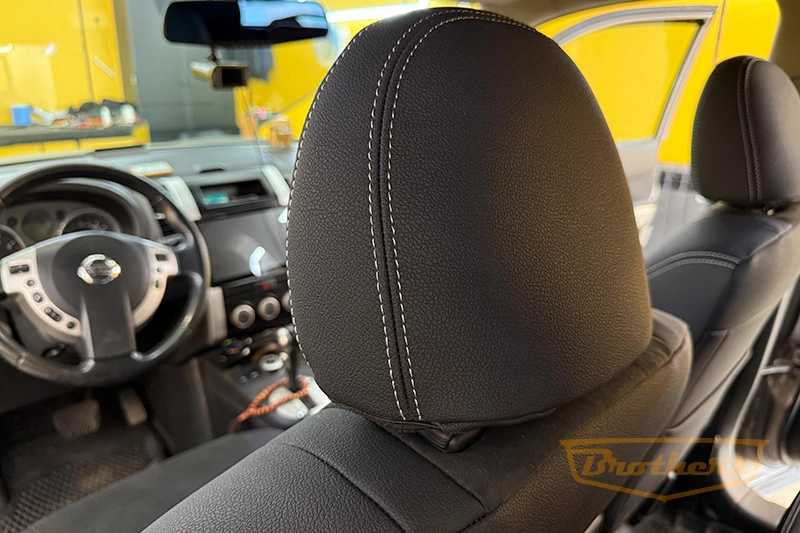 Чехлы для Nissan X-Trail T31, серии "Aurora" - серая строчка, вставка Alcantara с продлением переднего ряда сидений Чехлы для Nissan X-Trail T31, серии "Aurora" - серая строчка, вставка Alcantara с продлением переднего ряда сидений