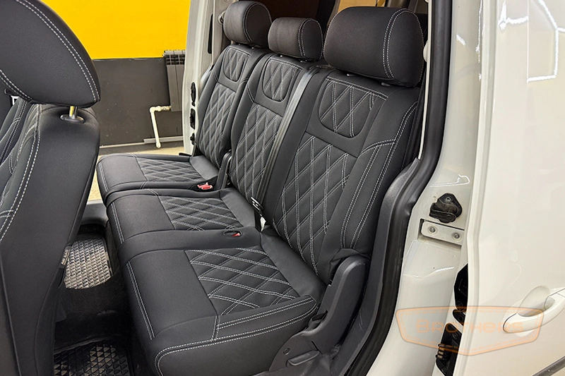 Чехлы для Volkswagen Caddy 3 (2004 - 2010) серии "Aurora" - серая строчка, ромбы Чехлы для Volkswagen Caddy 3 (2004 - 2010) серии "Aurora" - серая строчка, ромбы