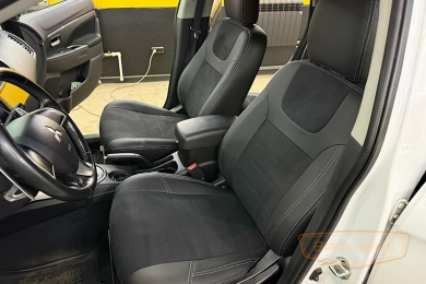 Чехлы на Mitsubishi ASX, серии "Alcantara Full" - серая строчка