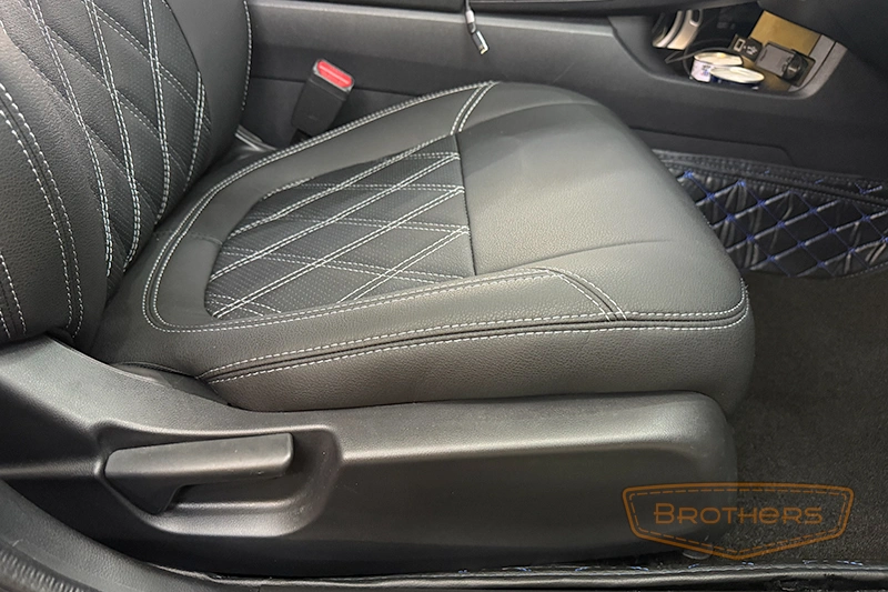 Чехлы на сиденья Honda Civic 10 Premium - серая строчка, ромбы Чехлы на сиденья Honda Civic 10 Premium - серая строчка, ромбы