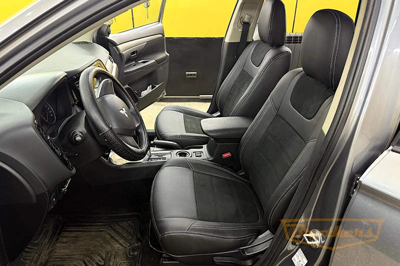 Авточехлы с алькантарой на митсубиси аутлендер - фото сидений