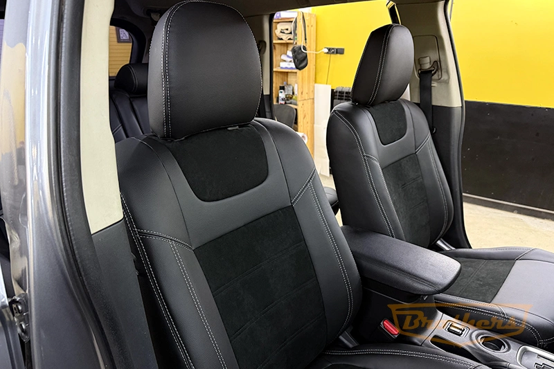 Авточехлы с алькантарой на митсубиси аутлендер - фото сидений