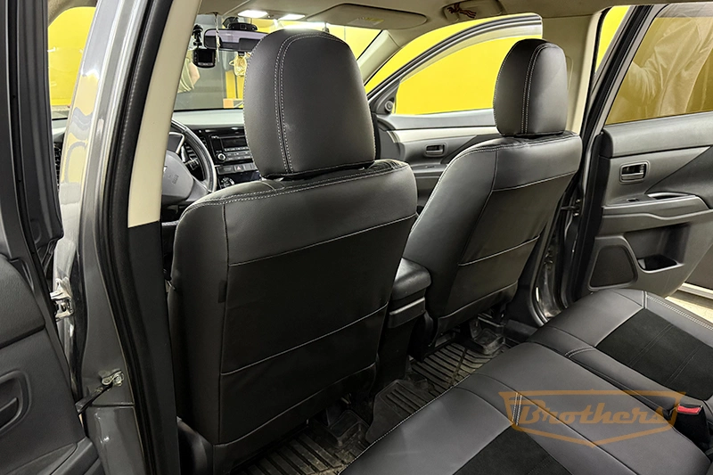 Авточехлы с алькантарой на митсубиси аутлендер - фото сидений