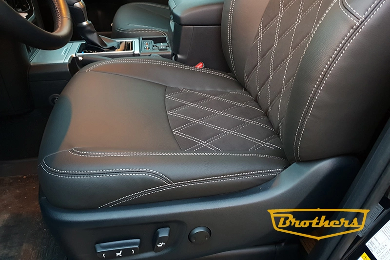 Чехлы на Toyota Prado 150 (рестайлинг), серии "Alcantara" с ромбами - серая строчка