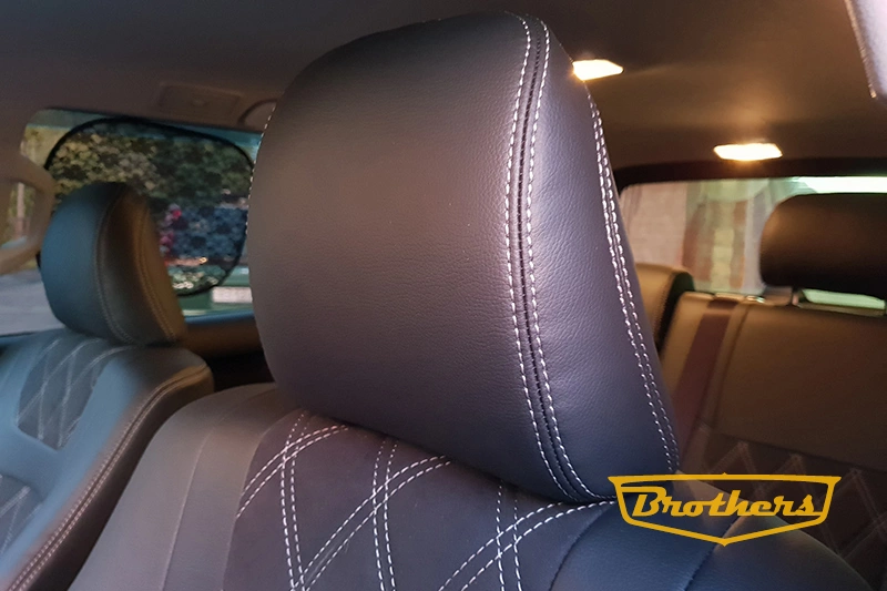 Чехлы на Toyota Prado 150 (рестайлинг), серии "Alcantara" с ромбами - серая строчка