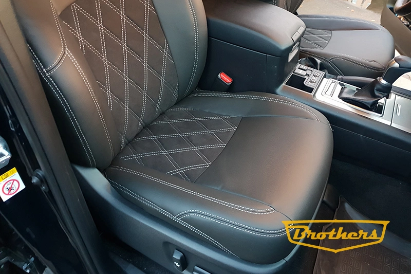 Чехлы на Toyota Prado 150 (рестайлинг), серии "Alcantara" с ромбами - серая строчка