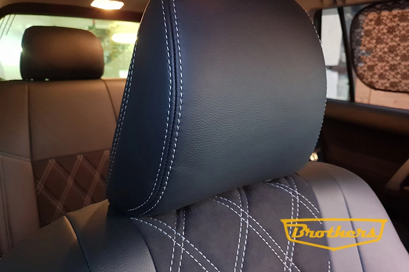 Чехлы на Toyota Prado 150 (рестайлинг), серии "Alcantara" с ромбами - серая строчка