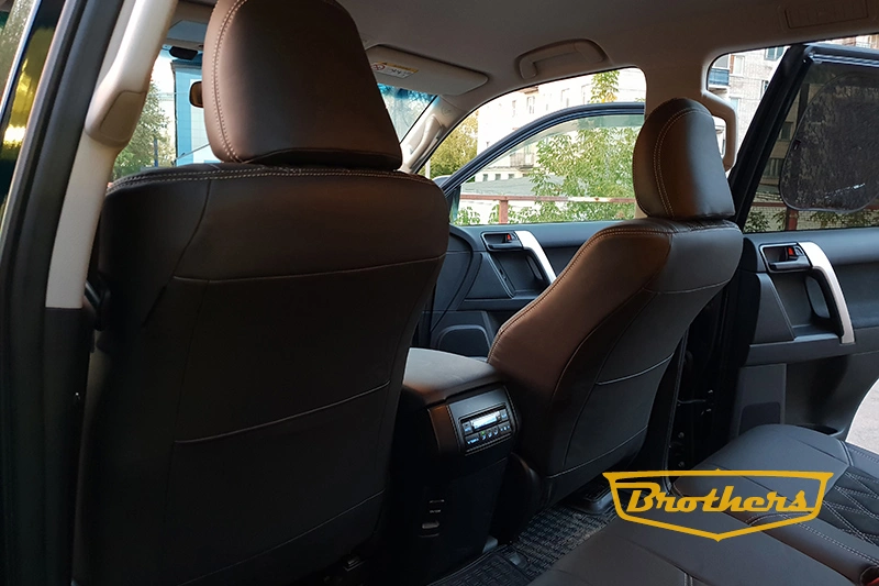 Чехлы на Toyota Prado 150 (рестайлинг), серии "Alcantara" с ромбами - серая строчка