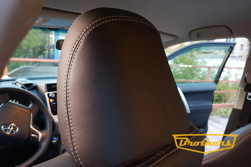 Чехлы на Toyota Prado 150 (рестайлинг), серии "Alcantara" с ромбами - серая строчка