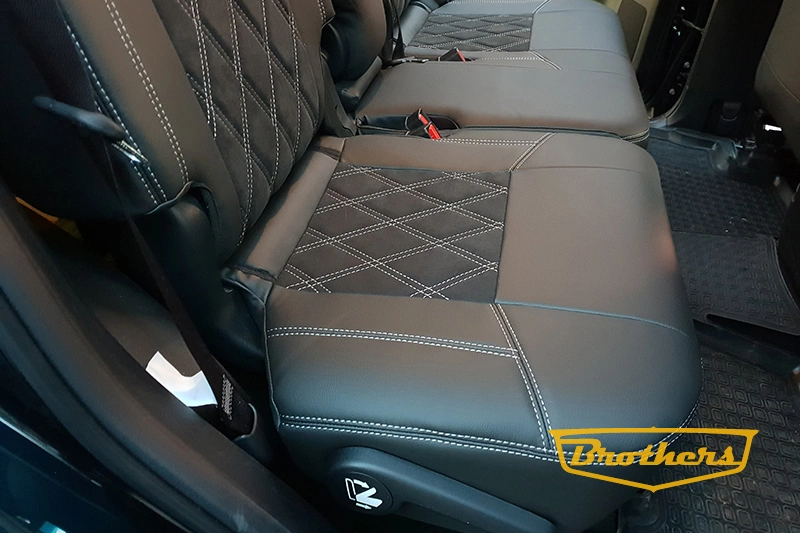 Чехлы на Toyota Prado 150 (рестайлинг), серии "Alcantara" с ромбами - серая строчка