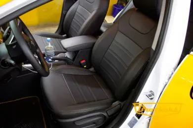 Чехлы на Hyundai Elantra 6, серии "Premium" - коричневая строчка