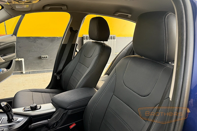 Автомобильные чехлы для сидений автомобиля BMW 1 (БМВ 1) рестайлинг 2, F20/F21 серии "Premium" - серая строчка