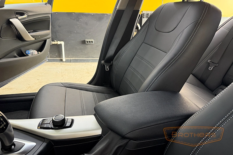 Автомобильные чехлы для сидений автомобиля BMW 1 (БМВ 1) рестайлинг 2, F20/F21 серии "Premium" - серая строчка