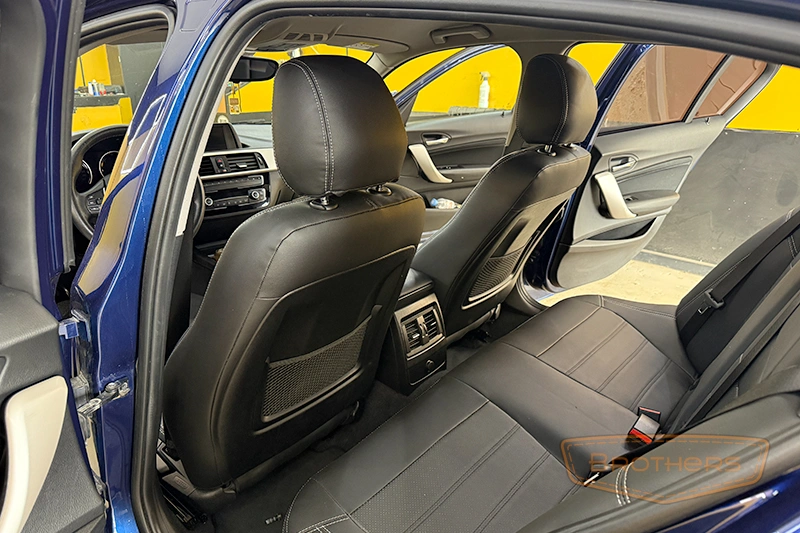 Автомобильные чехлы для сидений автомобиля BMW 1 (БМВ 1) рестайлинг 2, F20/F21 серии "Premium" - серая строчка