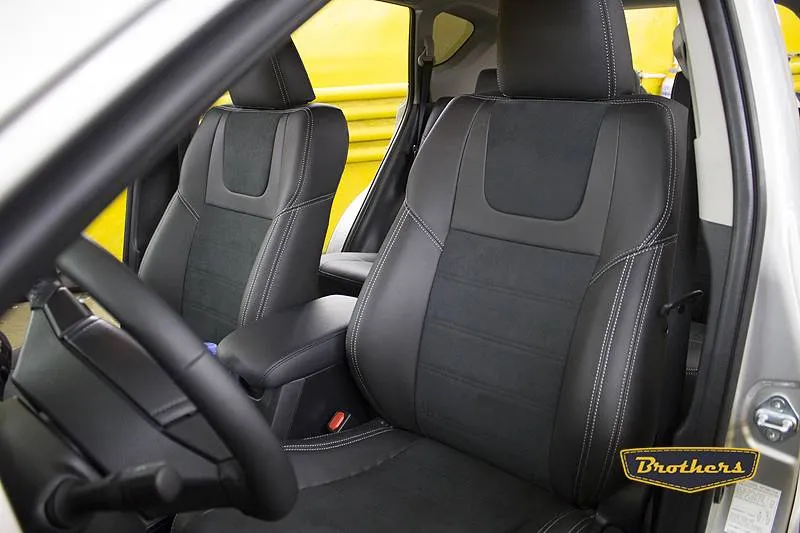 Чехлы на Toyota RAV-4, серии "Alcantara" - серая строчка, продление передних сидений