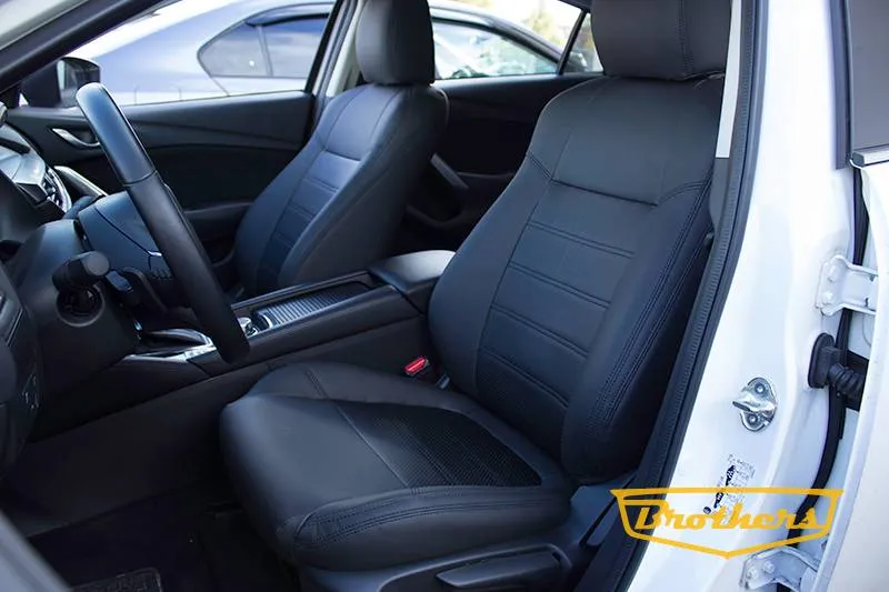Чехлы на Mazda 6 (GJ), серии "Premium" - черная строчка