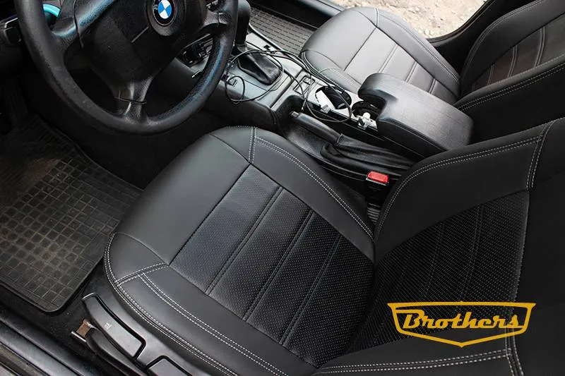 Чехлы на BMW 3 (Е46), серии "Premium" - серая строчка